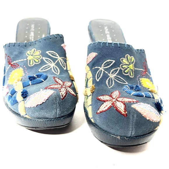 Boho Nine West Platform Clog Mule Slide Floral Shoes Size 8 - Picture 7 of 8